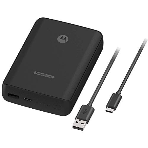 Motorola TurboPower Backup Pack- 10,000 mAh Portable Charger with 18W QC3.0, USB-PD for Moto G Power/Stylus/Fast, G7, Motorola Edge, Edge+, Razr, One Vision/Vision Plus/Zoom, USB Type C