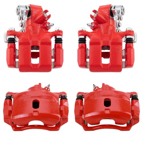 Image of TRQ Performance Front and Rear Brake Caliper Set Coated Brackets Hardware Compatible with 2002-2003 Honda Civic