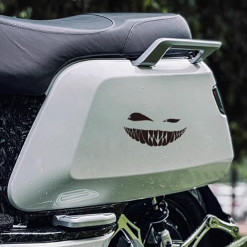 Image of Reflective Sticker for Car Vinyl Racing Oblique Eyes Bad Smile Decal for Golf Cart Off-Road Vehicles Motorcycles Bike Skateboard DIY Decoration, 1Set 6.3in, Black