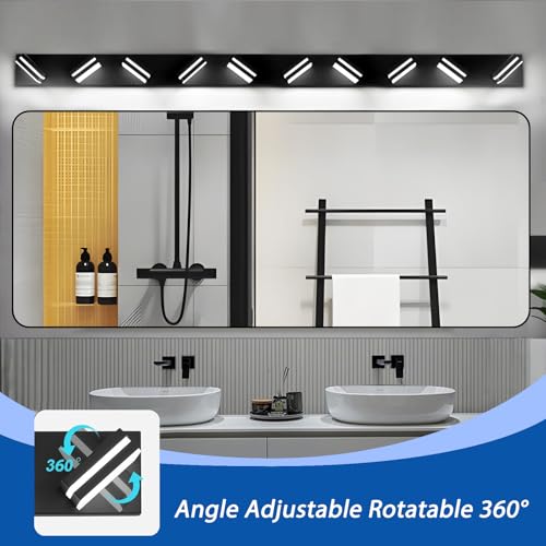 Image of IZORRO LED Modern Bathroom Lights Fixtures(10-Light,Dimmable),Matte Black Acrylic Wall Lighting,Vanity Lights for Bathroom Over Mirror - 6000k 46In （No Assembly Required）