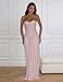 Zeflows Womens Sweetheart Neck Sequin Mermaid Maxi Dress Backless Bodycon Waist Tie Built-in Bra Formal Gown Dress, Light Pink-L