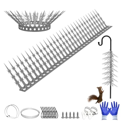 Bird Spikes Squirrel Proof Baffle for Bird Feeder Pole Outdoor Anti Climb Spikes for Fence Tree Wall Roof Drainpipes Deterrent Squirrel Pigeon Raccoon Cat 40 inch Stainless Steel Barb Spikes