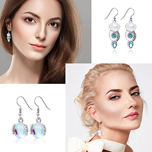 24 Pairs Crystal Teardrop Dangle Earrings Cubic Zirconia Hoop Earrings Boho Threader Earrings Set For Women Girls Christmas (Vintage Style) #TOP5