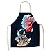 SANWOOD Uroczy fartuch, śliniak fartuch bez rękawów pyłoszczelny len kolorowy ryba nadruk gotowanie szef kuchni śliniak artykuły domowe - 3