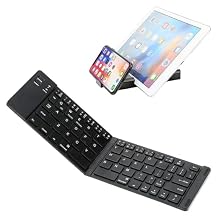 Wireless Bluetooth Keyboard Compatible with ZTE Nubia Z9 mini Built-in Phone Holder/Stand-Ultra Slim Folding Rechargeable Full Size Keyboard!
