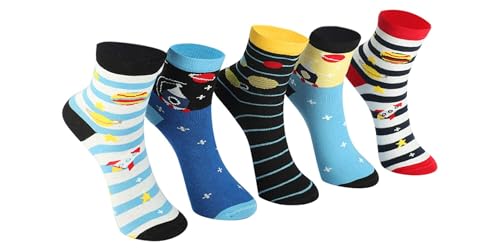 Image of Kids Boys Socks - Printed Cotton Kids Socks | Soft and Comfortable, Sock for Boys | Stylish & Durable Boy Sock for Everyday - Pack of 5 Pairs
