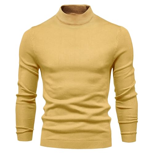 Men's Casual Turtleneck Knitted Half Neck Pullover Thermal Sweater Lightweight Knitted Solid Sweaters