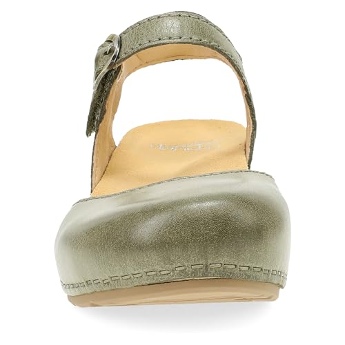 Image of Dansko Tiffani Wedge Sandal for Women - Cushioned, Contoured Footbed for All-Day Comfort and Support - Hook & Loop Strap with Buckle Detail - Lightweight Rubber Outsole