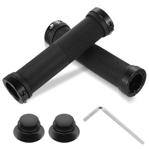 2 Stück Fahrradgriffe MTB Griffe, Fahrrad Lenkergriffe, Ergonomische rutschfeste Fahrrad Griffe, Gummigriffe mit Doppelklemmung, Fahrradlenker Griffe für MTB BMX E-Bike, Scooter, Roller, 22 mm