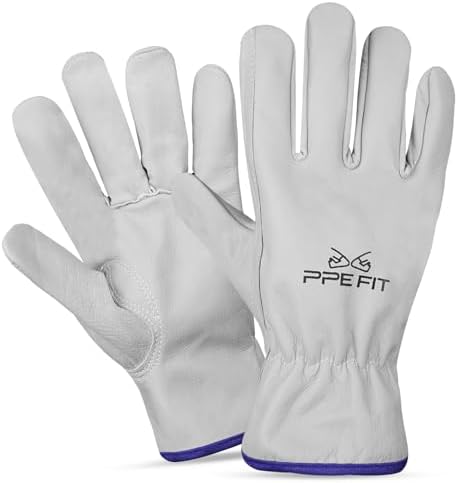 12 Pairs Heavy Duty Cowhide Leather Work Gloves – Durable Driver ...