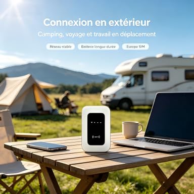 Routeur WiFi Portable 4G/5G WiFi6 300Mbps Débloqué, Modem Poche Compatible Opérateurs FR/EU, Connexion Jusqu'à 30 Appareils, Batterie Longue Durée Voyage Camping Caravan sans Frais d'Itinérance