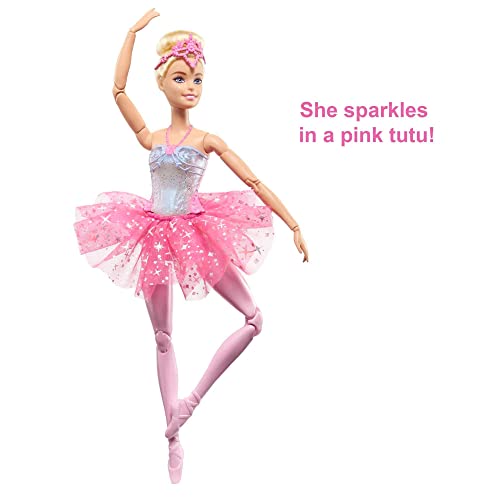 Barbie Dreamtopia Doll, Twinkle Lights Posable Ballerina With 5 Light-Up Shows, Sparkly Pink Tutu, Blonde Hair & Tiara #TOP4