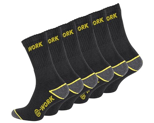Clossy London Lot de 12 paires de chaussettes de travail épaisses et épaisses pour homme - Taille 39-45 - Coussin respirant confortable pour la randonnée, la marche, le sport, Lot de 6, 6-11