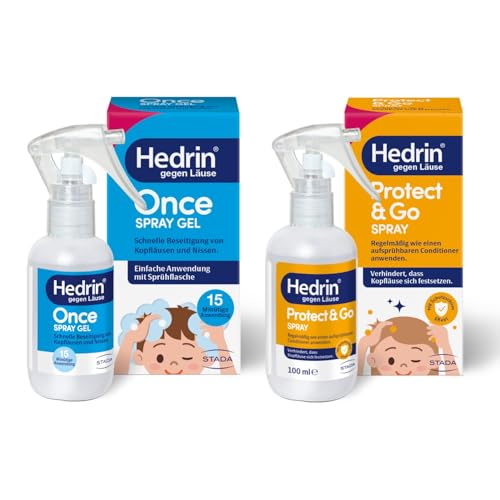 Hedrin Vorteilspack - 1 x ONCE Spray Gel (60 ml) + 1 x Protect und Go Spray (100 ml) - Set zur Beseitigung und Vorbeugung von Kopfläusen und Nissen - gut verträglich klinisch getestet