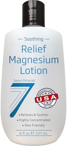 Seven Minerals Magnesium Lotion for Sleep, Soothing Relief & Relaxation - Highly Concentrated Magnesium for Better Sleep, Feet & Joint Care. Non-Greasy Lotion with Skin Friendly Ingredients - 8 fl oz