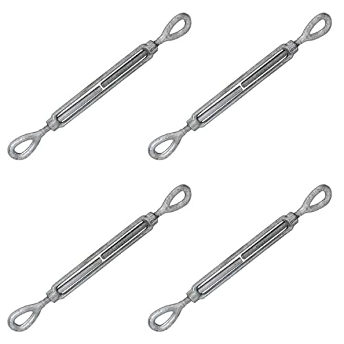US Cargo Control 5/8 Inch x 6 Inch Eye and Eye Galvanized Turnbuckle, Working Load Limit 3,500 Pounds, 4 Pack, Uses: Tower, Suspension, Mining, Rigging, Tensioning