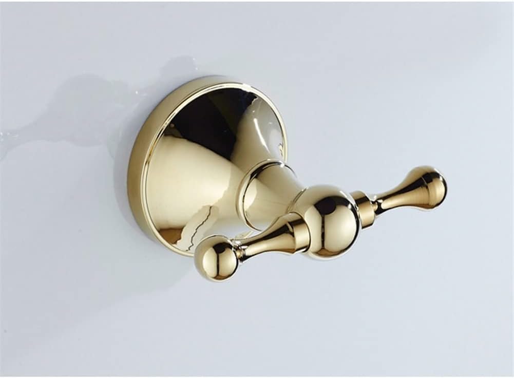 LSLYTQ Gold Brass Bathroom Hardware Set 4 Pieces, Towel Rack, Towel Ring, Toilet Paper Holder, Robe Hook