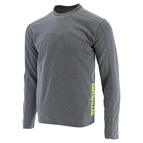 Image of Caterpillar Coolmax Long Sleeve Tee Eclipse Heather - Center Back Cooling Panel, Tagless Neck