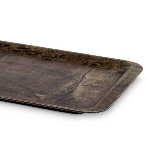 Image of Freelance Nature Kraft Serving Tray Antique Pine, 24.5x14 cm, Rectangle, Non-Slip Surface, Decorative Anti-Skid Kitchen & Dining /Coffee Table Trays for Breakfast /Food /Tea - Brown, Made in Europe