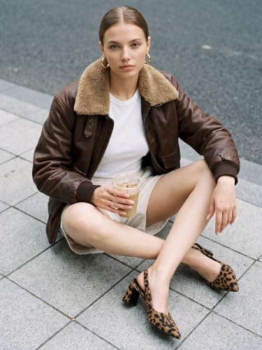 Image of Mostrin Kitten Heels for Women Pointed Toe Pumps Patent Leather Low Heel Slingback Heels with Buckle Dress Shoes for Dating Party Working