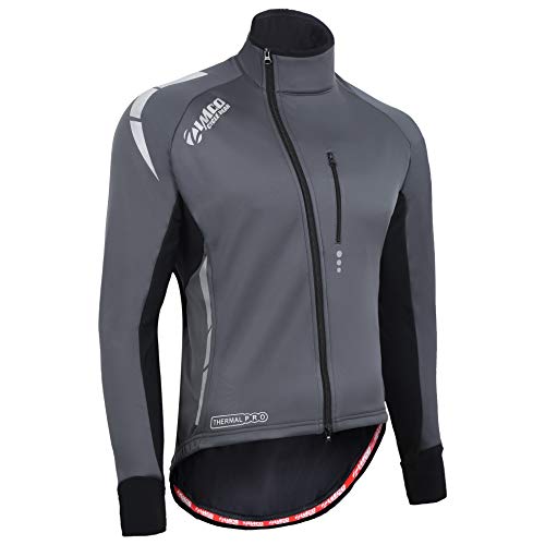 Zimco Pro Men Winter Cycling Jackets High Viz Bicycle Jersey Windproof Thermal Insulated Jacket (Gray, XL)