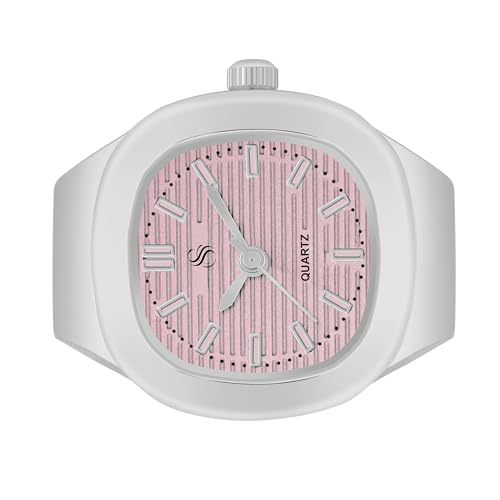 Image of Shocknshop Analog Fashion Stainless Steel Square Silver Ladies Ring Watch for Women -W165