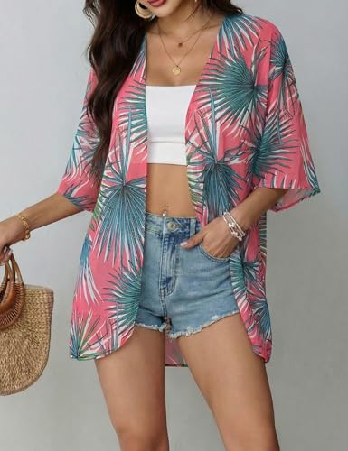 Image of Chunoy Women Short Sleeve Chiffon Kimono Beach Swimsuit Cover Up