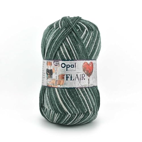 Opal Flair 4-Ply Yarn - Wool Blend, for Knitting Warm Socks, Sweaters, Hats, Gloves and Scarves, 11487 Grey, 1 x 100g