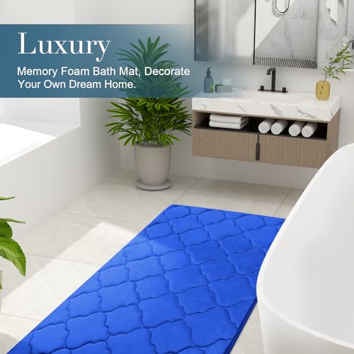 OLANLY Memory Foam Bath Mat Rug 47x20, Ultra Soft and Absorbent Bathroom Rugs, Non-Slip, Comfortable, Machine Washable Bath Carpet for Bathroom Floor, Tub Shower and Home Decor Accessories, Royal Blue by OLANLY - Image 6