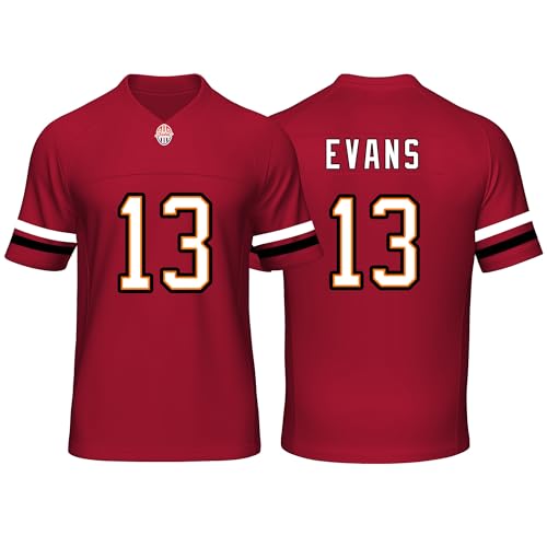 Custom Mens/Youth Football Mike Stitched T-Shirt for Sports Fan Evans red No Brand/Logos