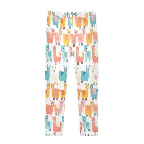 Bolaz Toddler Girls Leggings Printed Yoga Pants Leggings Blue Yellow Alpaca for Kids