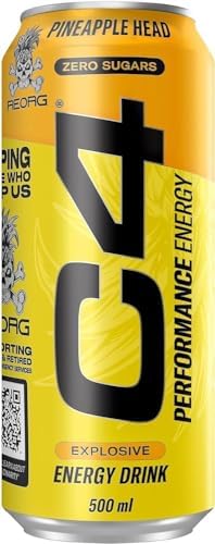 C4 Pineapple Head Zero Sugar Sparkling Energy Drink 500ml (Imported United Kingdom)
