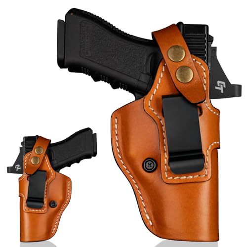 Universal Leather Holster for G17/G20/G21/G22, HK VP9, Walther PPQ, M&P9 M2.0 Competitor and Similar
