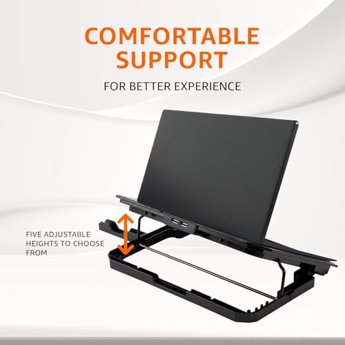 Amazon Basics USB Powered Laptop Cooling Pad | 6 Fans | RGB Lights | 5 Adjustable Heights with Stand | Phone Holder | Upto 17" Laptops - Image 4