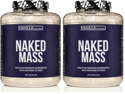 Image of NAKED Vanilla Mass - All Natural Vanilla Weight Gainer Protein Powder - 8lb Bulk, GMO Free, Gluten Free & Soy Free, No Artificial Ingredients - 1,260 Calories - 11 Servings (Pack of 2)