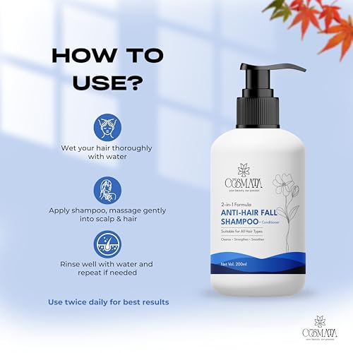 Image of Anti-Hair Fall Shampoo & Conditioner | 2-in-1 Formula | Strengthens Roots, Reduces Hair Fall & Boosts Shine | Suitable for All Hair Types | 200ml