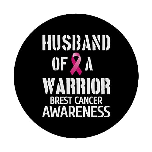 Husband Of A Warrior - Breast Cancer Awareness Month 2023 PopSockets Swappable PopGrip, Black - Image 3