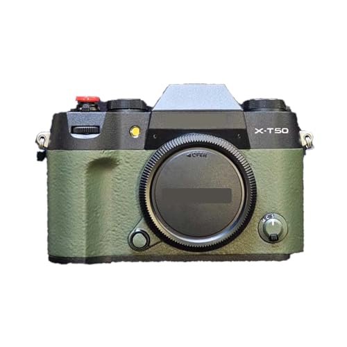Grip amélioré et protection anti-rayures pour Fujifilm X-T50 en cuir vert et gris