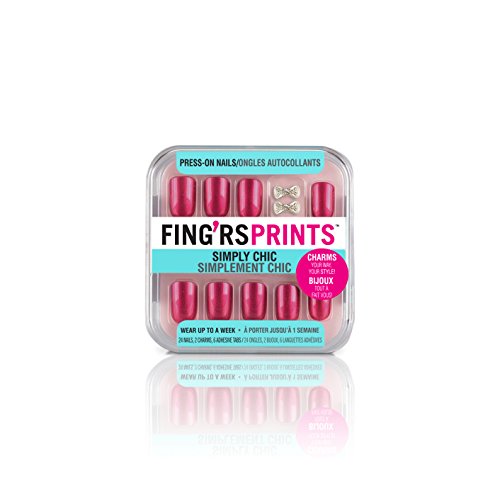 Fing'rs Fing'rsprints Pre-Glued Nails, Simply Chic Look Polished, 24 Count,31031