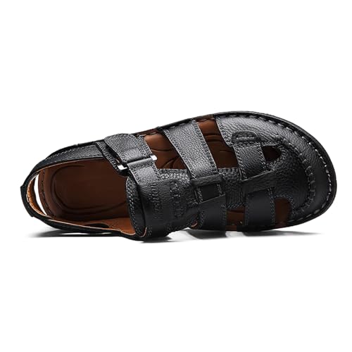 Mens Casual Outdoor Closed Toe Leather Sandals Fisherman Adjustable Anti-Slip Summer Shoes2