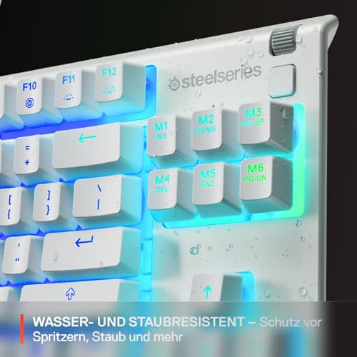 SteelSeries Apex 3 TKL White RGB Gaming-Tastatur – Kompakter Tenkeyless-Formfaktor – 8-Zonen-RGB-Beleuchtung – Wasser- und Staubresistenz… – Ansicht 4