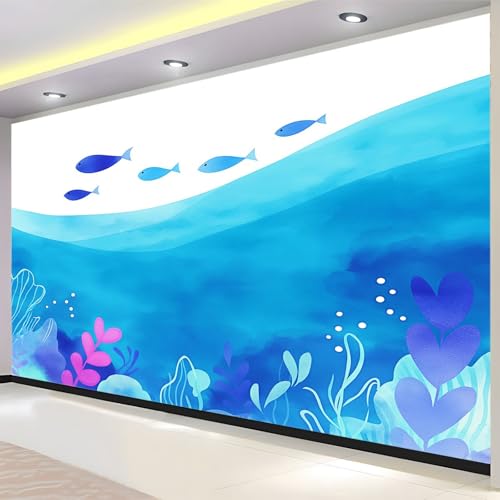 Papier Peint Dessin Animé Poisson Bleu pour Chambre Bébé - 5