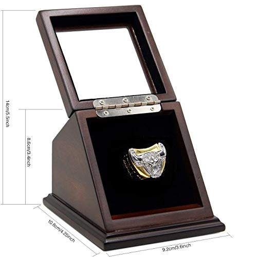 1 Slot Championship Rings Wooden Display case Shadow Box with Slanted Glass Window for Football Rings Basketball Hockey Sports Championship Rings - Rings are Not Included