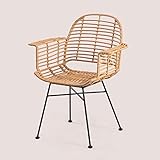 SKLUM Silla de Comedor en Ratán Sintético Mimbar Style Mimbre Sintético Marrón Natural