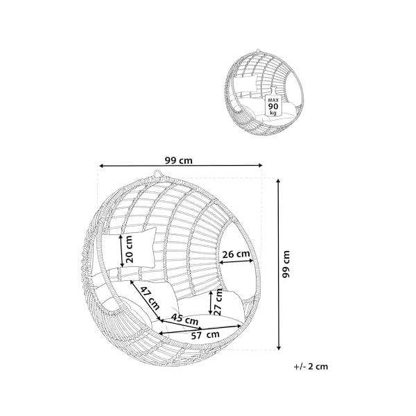 Hängekorbsessel Aspio Rattan Schwarz