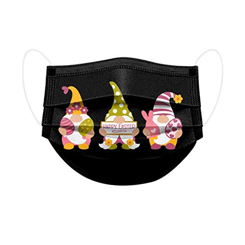 10PC Easter Disposable_Face_Mask 3 Ply for Adults Men Women Easter Gnome Rabbit Eggs Theme Printed Face_Covering,Breathable Safety Protective Bandanas - Image 3