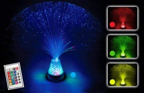 Playlearn Fiber Optic Lamp Color Changing Crystal Base with Remote - 13 Inch - Fiber Optic Centerpiece Sensory Light