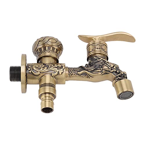 Garosa Garten-Wasserhahn mit Pferdeform 2 Griffe 2-Loch-Kupfer kalter Wasserhahn Zapfhahn Hinterhof-Wasserhahn Wandmontage Gartenschlauch Wasch- und Badezweck