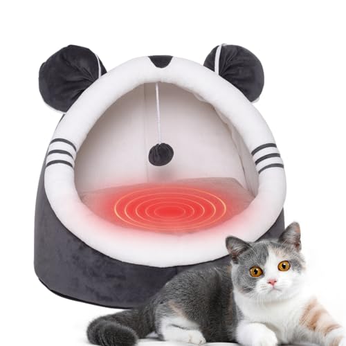 猫のベッドの洞窟,ぬいぐるみボールおもちゃ付きの小型犬用のかわいい半密閉型犬用ベッド | 暖かい犬の洞窟ベッド、小型犬、子犬、子猫のための洗えるペットの洞窟