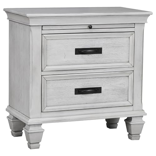 Coaster Home Furnishings Franco Farmhouse 4-Piece Bedroom Set Queen Size Panel Bed Frame 57-inch Headboard Distressed White 205331Q-S4 - Image 3